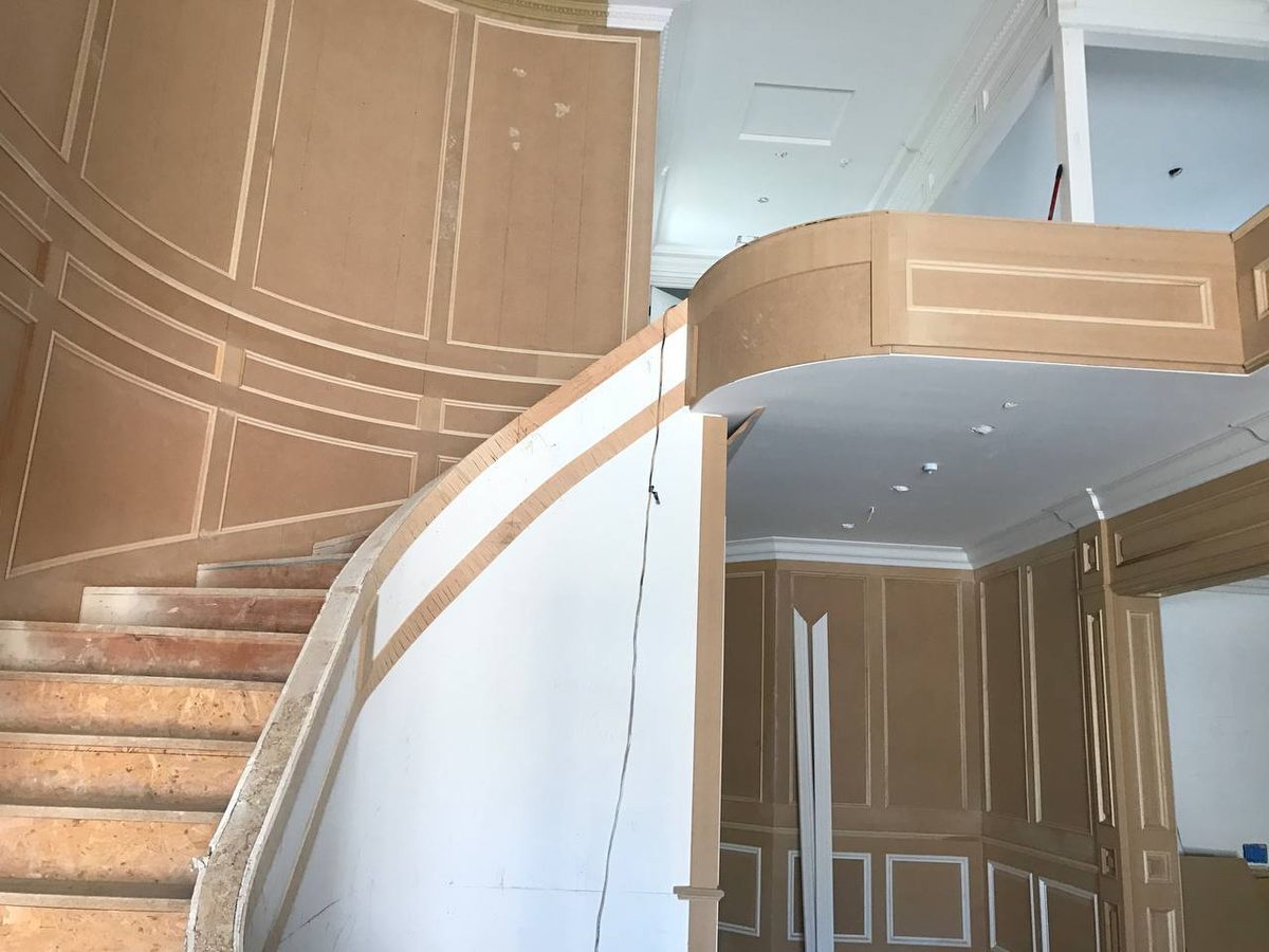 Interior staircase renovation in progress, Arcadia CA