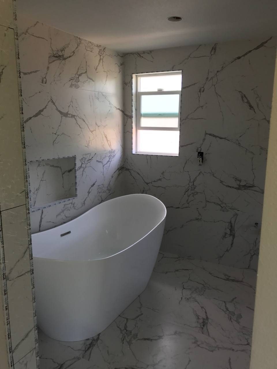 Bathroom remodel – double vanity with marble countertop, Arcadia CA