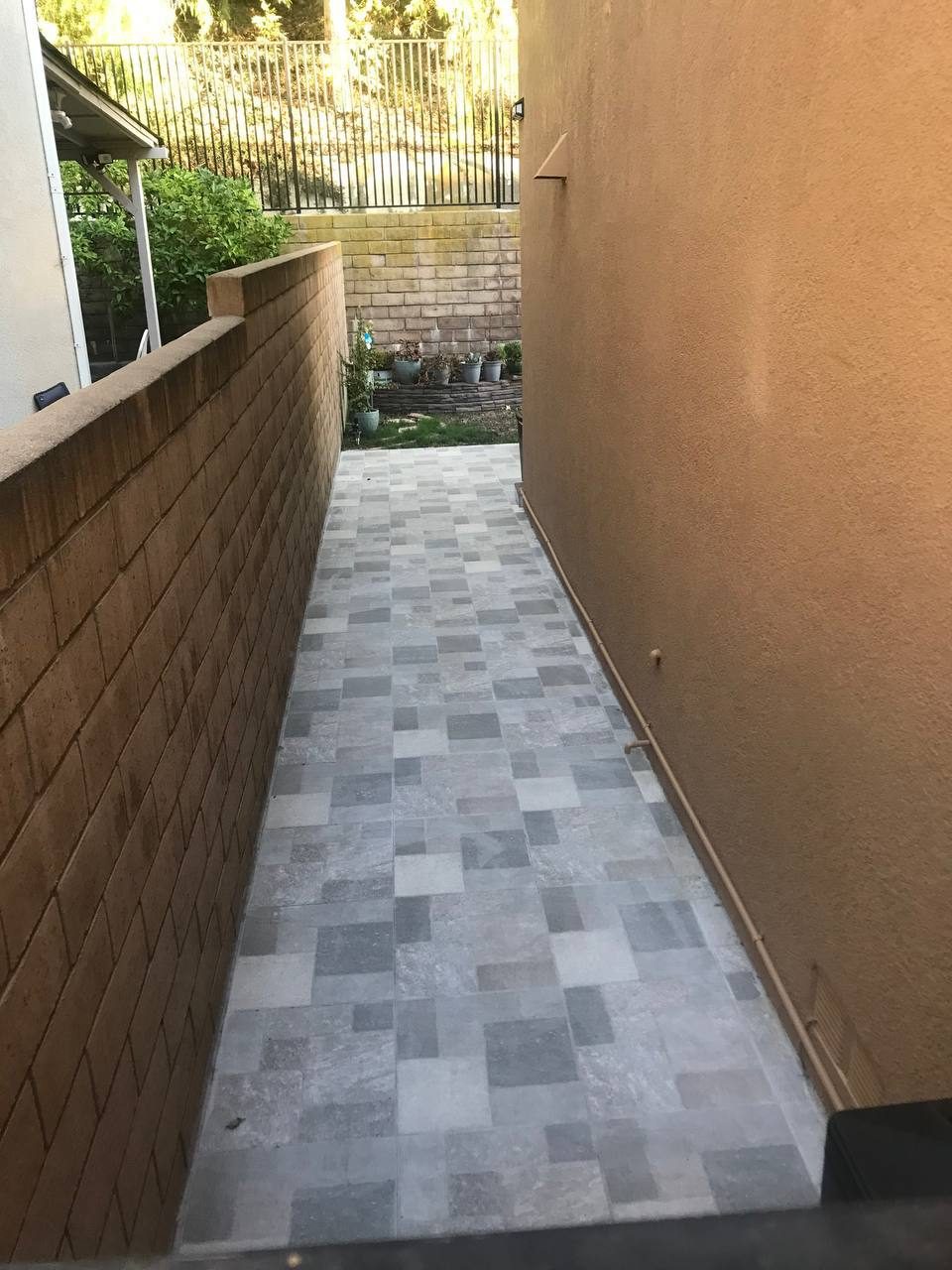 Stone pathway and exterior landscaping, Arcadia CA