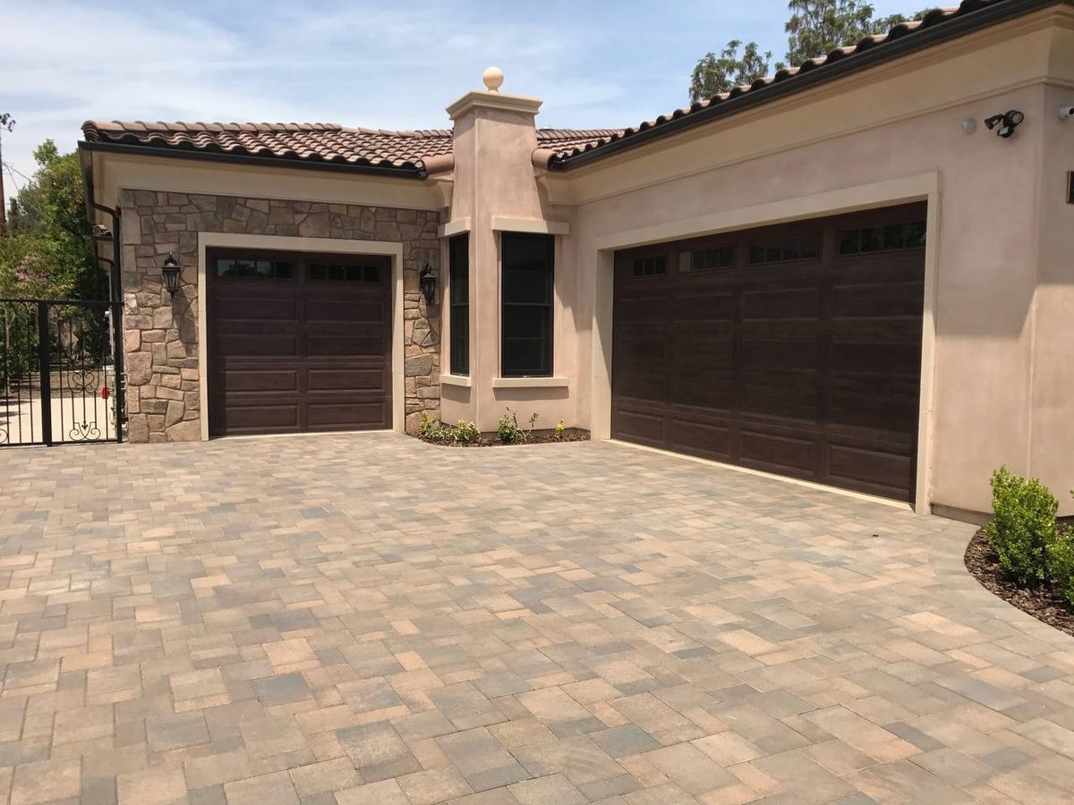 Three-car garage with paver driveway, Arcadia CA