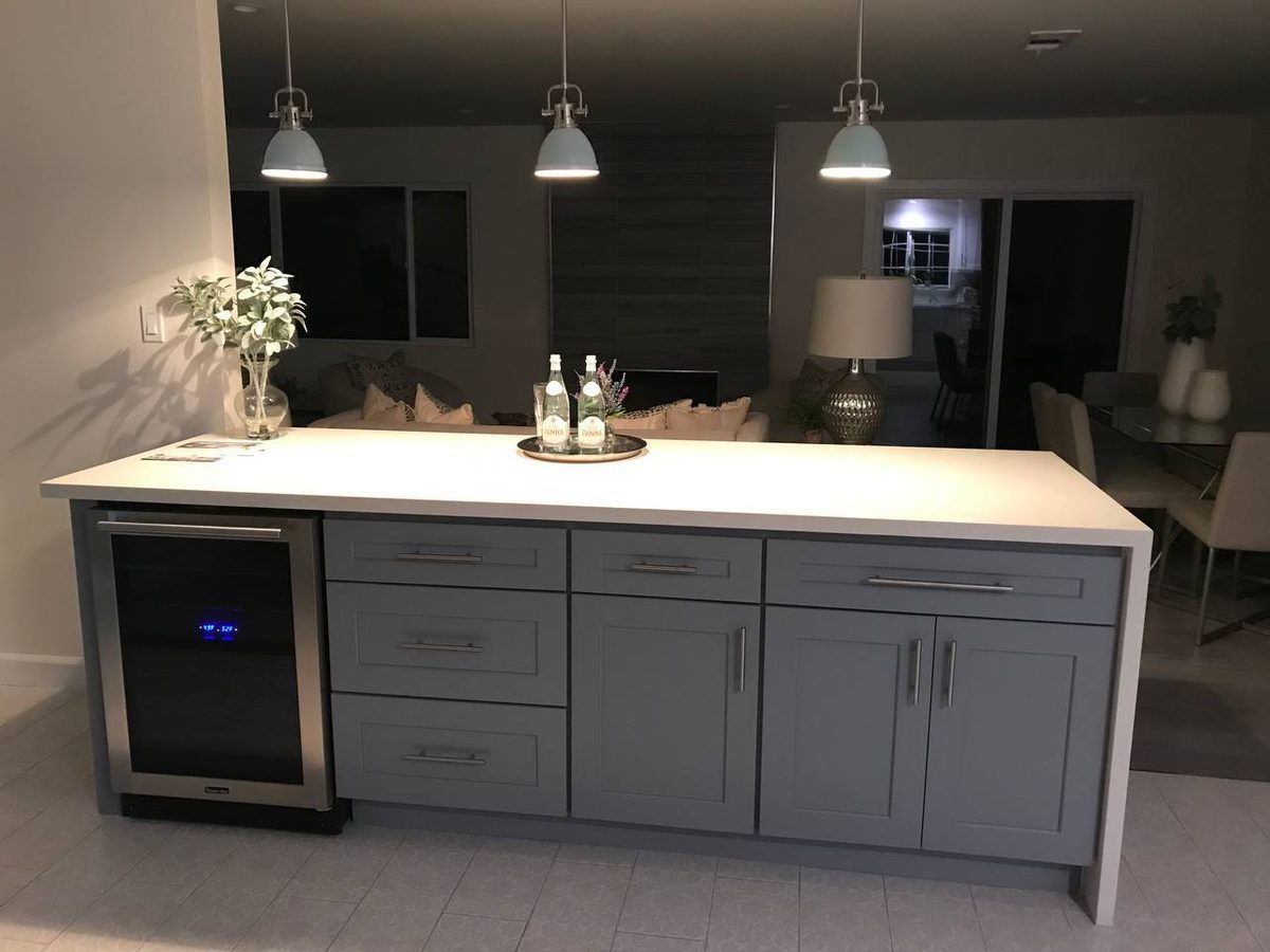 Kitchen remodel – white and gray staged kitchen, Arcadia CA