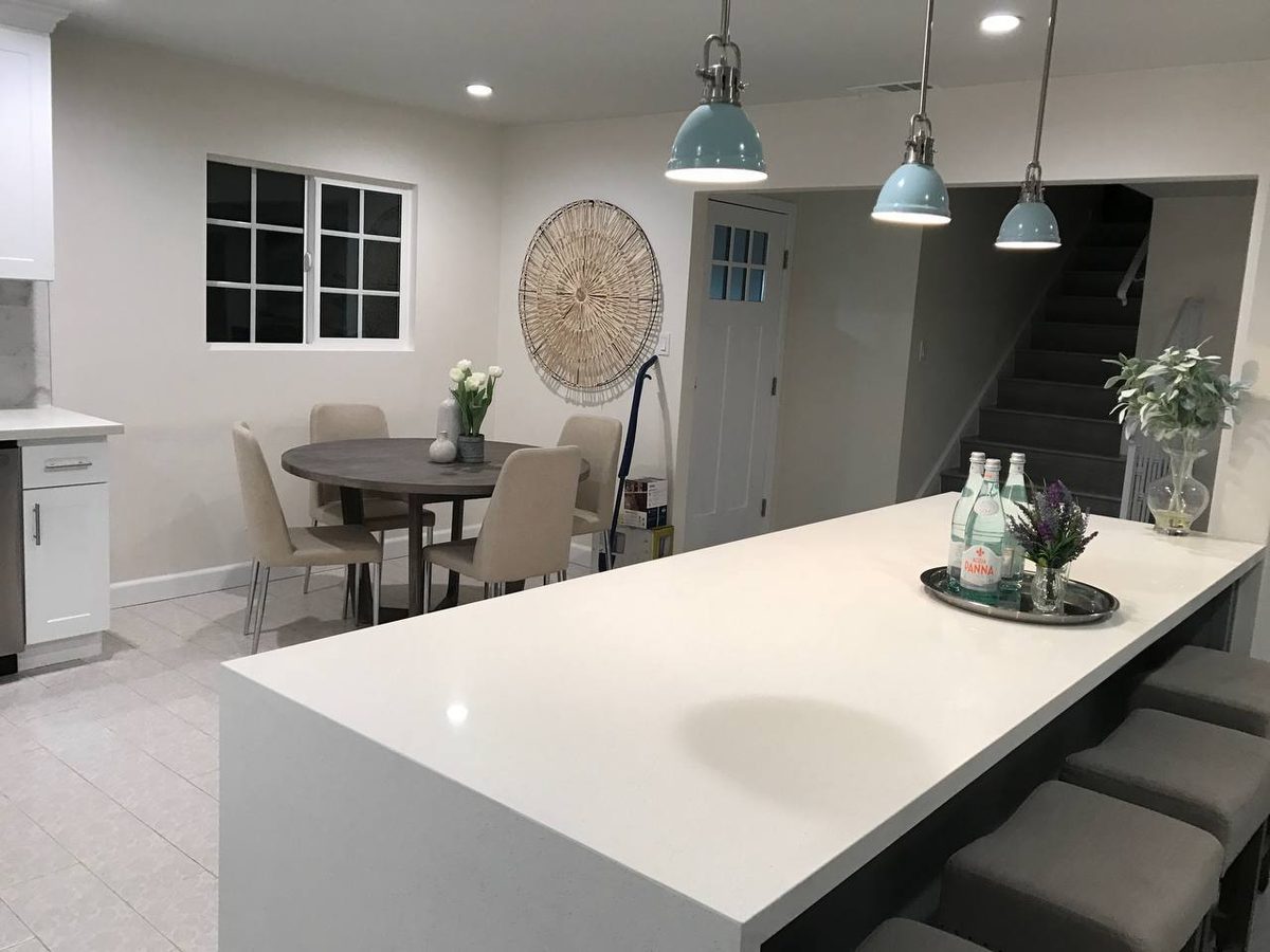 Kitchen remodel – modern island with pendant lights, Arcadia CA