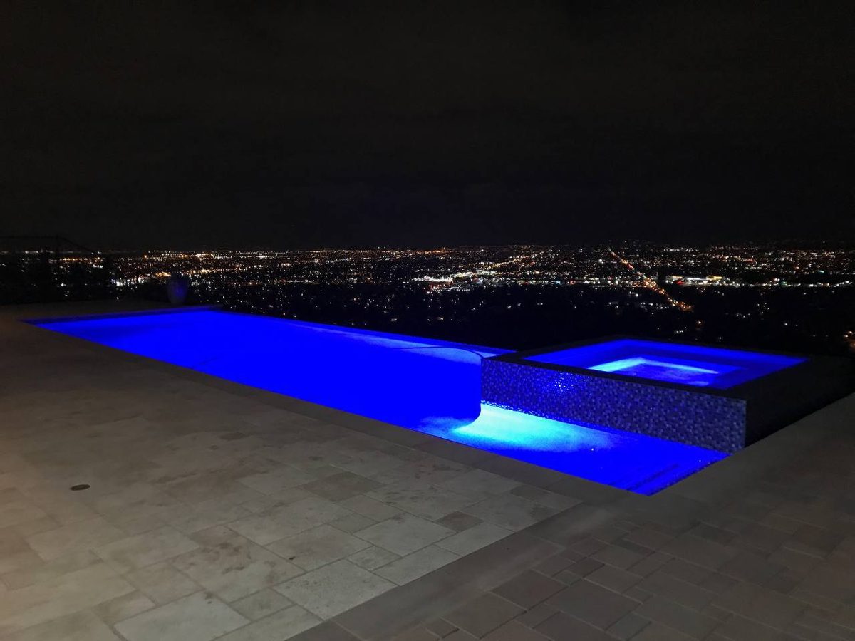 Pool and spa – evening outdoor living, Arcadia CA