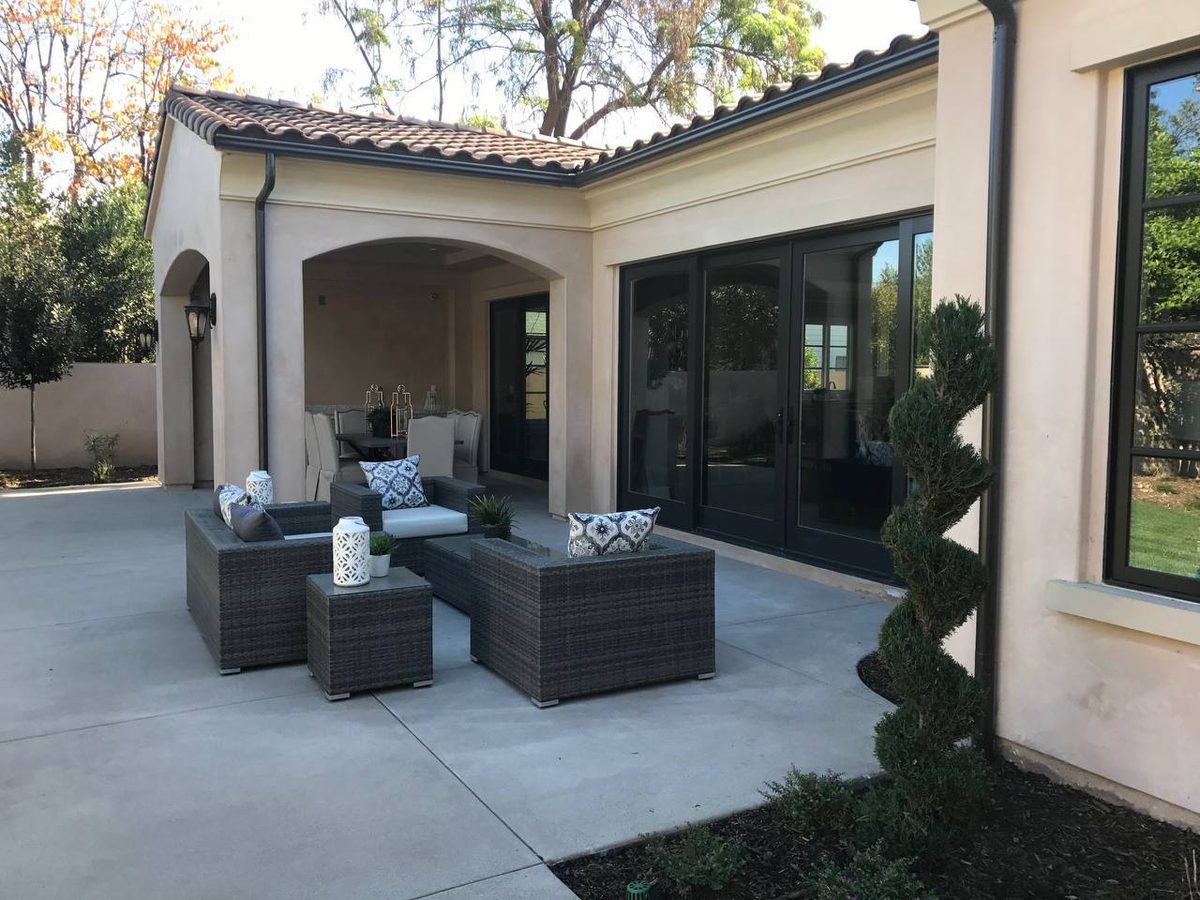 Covered patio with outdoor furniture, Arcadia CA