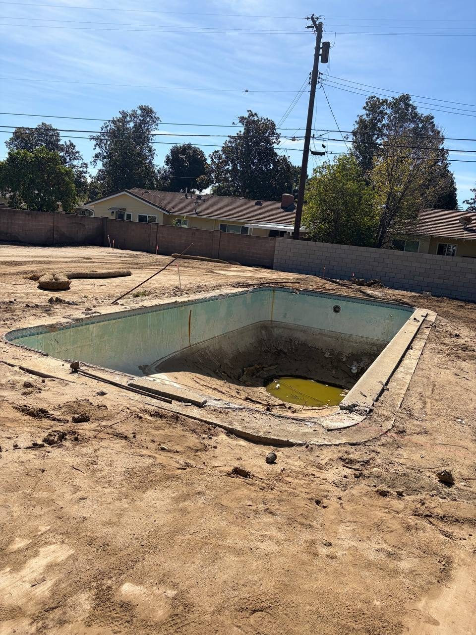 Demolition complete – old pool removed, site cleared for new build, Arcadia CA